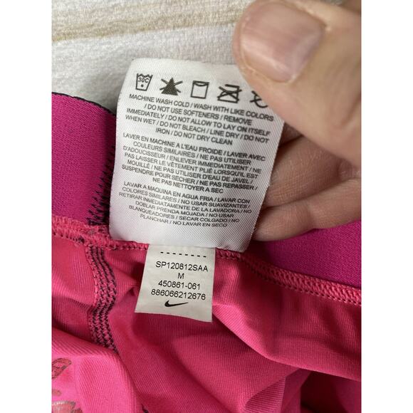 Nike Women's Pro Leggings Sz M Black Pink Splatter Dri-Fit Crop Athletic Workout - Picture 11 of 11